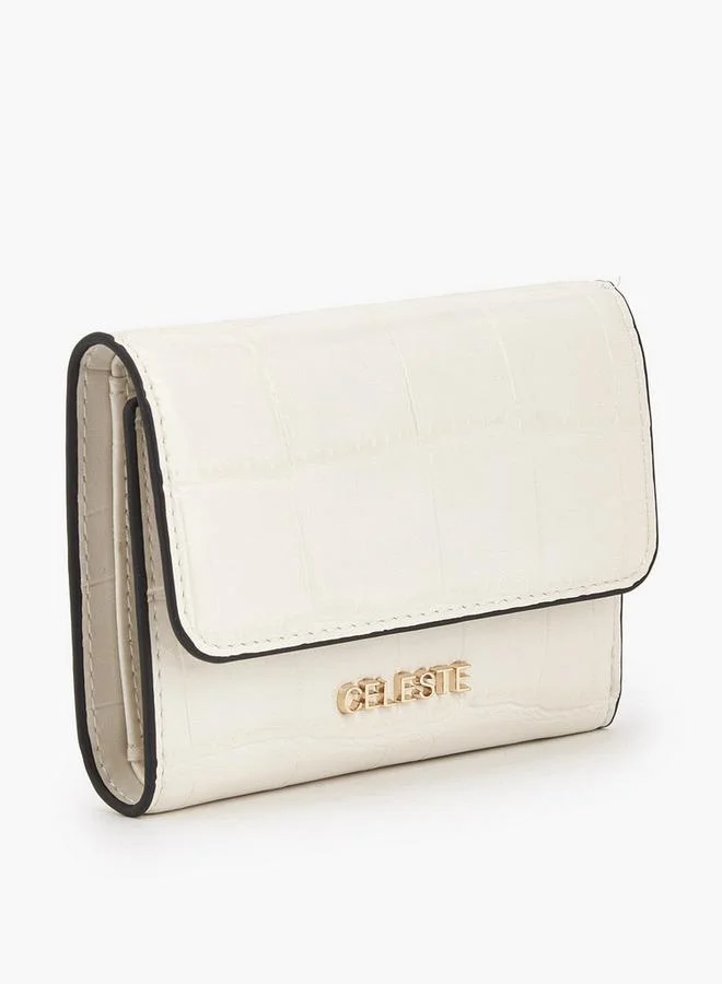 سيليست Textured Wallet with Button Closure